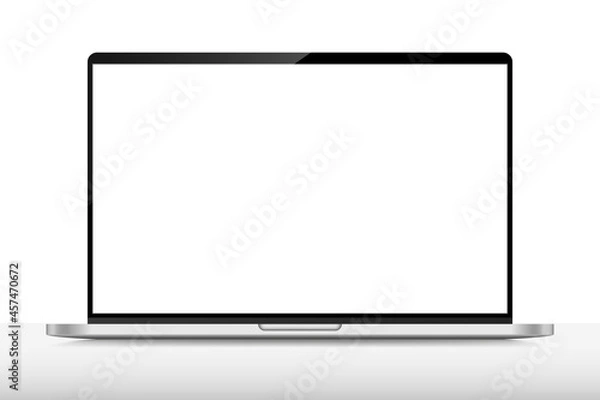 Fototapeta Realistic laptop with blank screen. Electronic device mockup. Notebook mockup for advertistment.