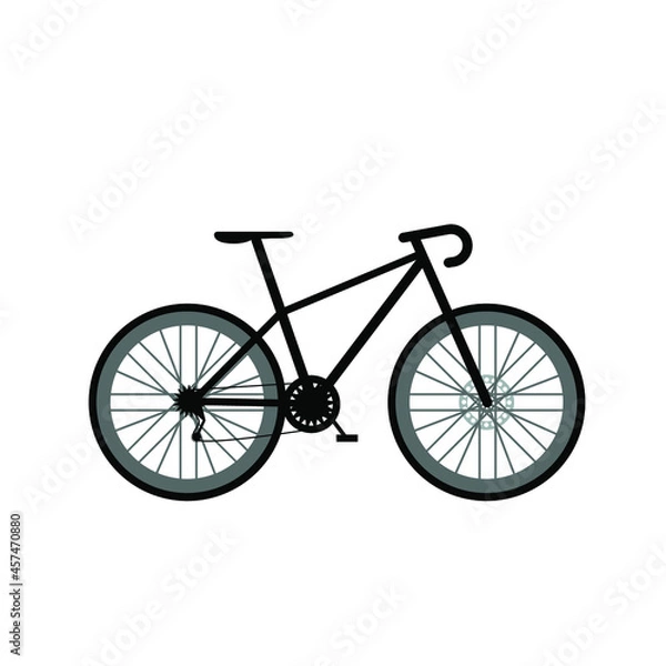 Obraz Bicycle with a trunk for travel and city trips. Bike for travel. Hobby. Flat style Vector Illustration isolated on white Background.
