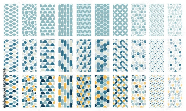 Obraz カラフルな北欧風アブストラクトシームレスパターン　セット