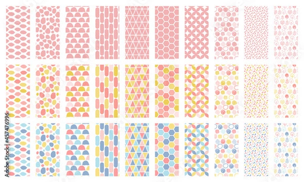 Obraz カラフルな北欧風アブストラクトシームレスパターン　セット