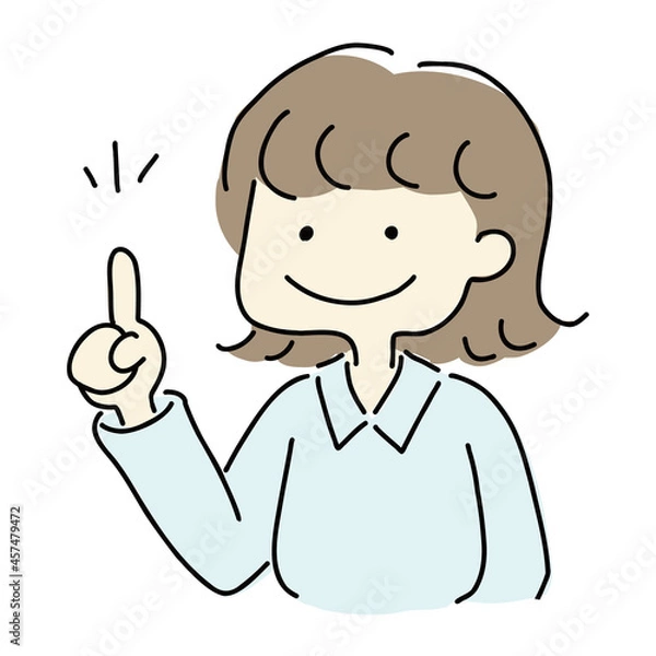 Fototapeta 人差し指を立ててアドバイスのポーズ女性
