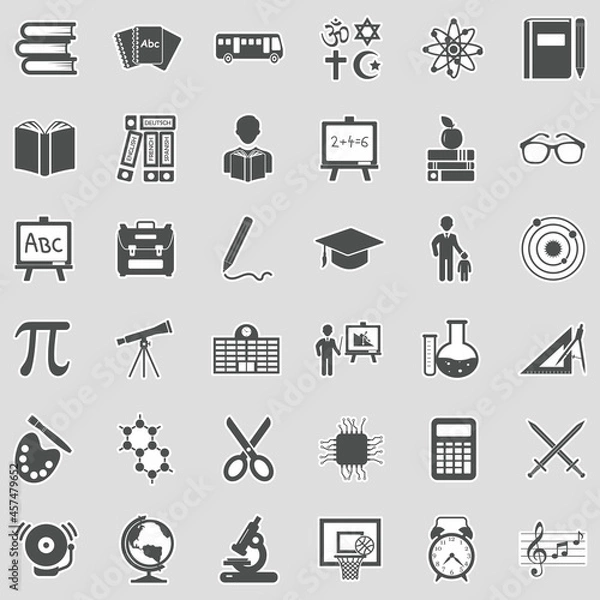 Fototapeta School Icons. Sticker Design. Vector Illustration.