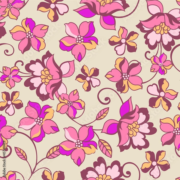 Fototapeta romatic floral seamless background