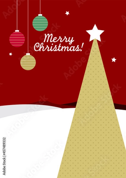 Obraz クリスマスカード（赤/金）