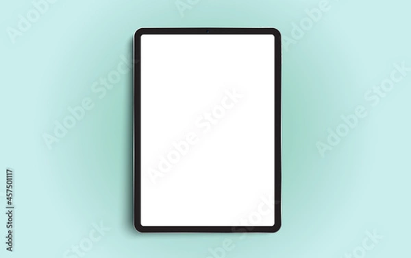 Obraz Black 3D realistic tablet PC mockup frame with front view blank screen.
