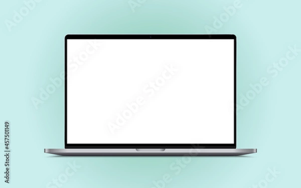 Fototapeta Realistic black frame notebook laptop computer mockup with blank screen.