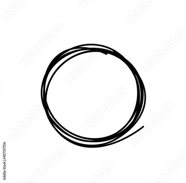 Fototapeta Abstract black circle as line drawing on white as background. Vector