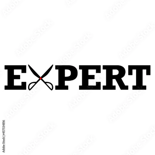 Fototapeta Vector logo of expert with scissors