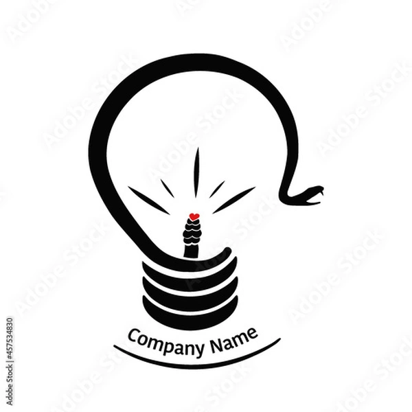 Fototapeta Vector illustration of snake forming a lamp logo