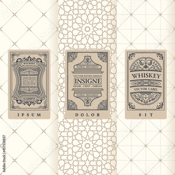 Obraz Vector set of design elements labels, icon, logo, frame, luxury packaging for the product