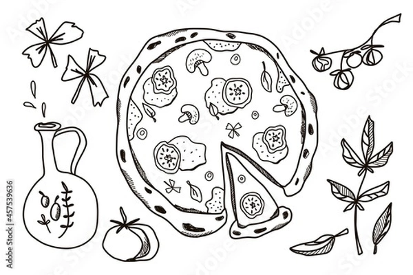 Obraz Pizza illustration with ingredients 