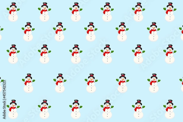 Fototapeta  background with snowmen, christmas seamless pattern