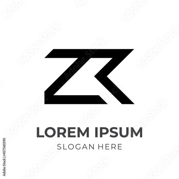Fototapeta monogram Z R logo vector with flat black color style