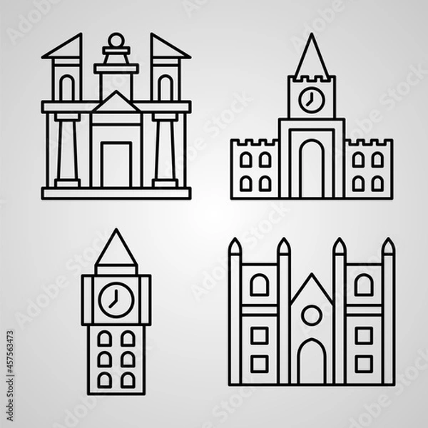 Fototapeta Set of Monuments Icons Vector Illustration Isolated on White Background
