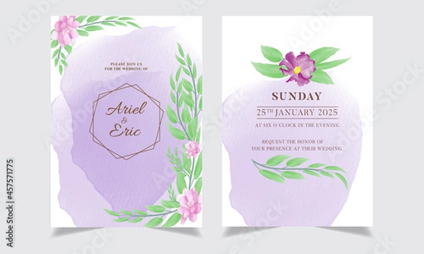 Obraz Watercolor wedding invitation card design. Card with a multi-purpose vector design. 