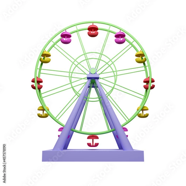 Fototapeta 3d rendering ferris wheel icon from front view