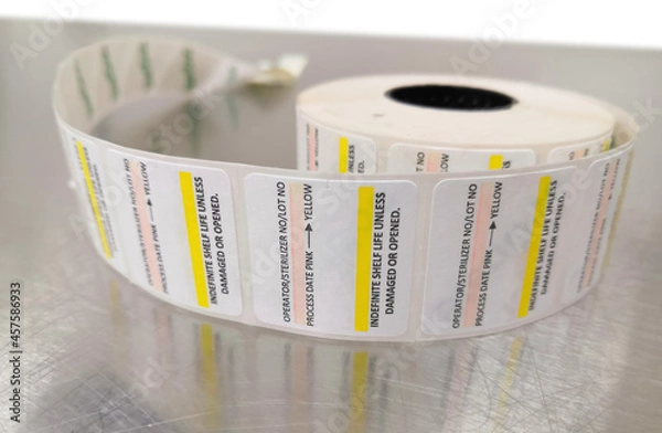 Obraz Sterilization Indicator Labels Or Sticker. Selective Focus