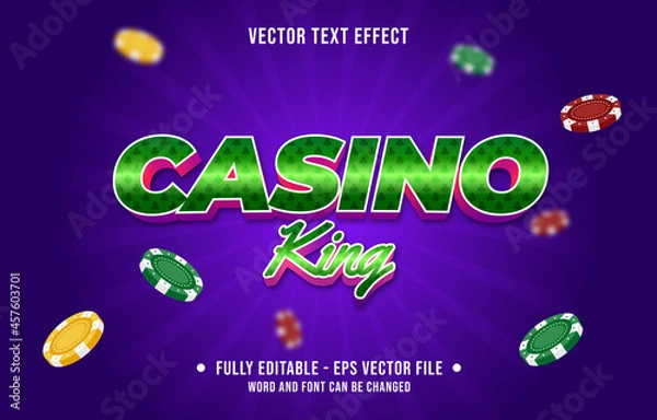 Fototapeta Editable text effect gradient color casino poker game style font effect template