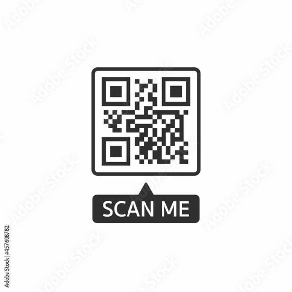 Fototapeta QR code for smartphone. Inscription scan me with smartphone icon. Qr code for payment. Vector illustration