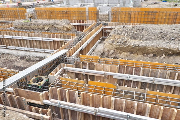Obraz 基礎工事の建築現場