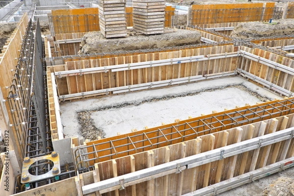 Obraz 基礎工事の建築現場