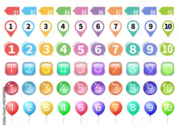 Fototapeta 数字アイコンセット