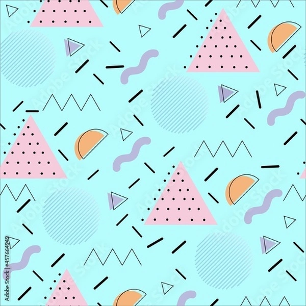 Fototapeta Memphis-style seamless pattern in vector