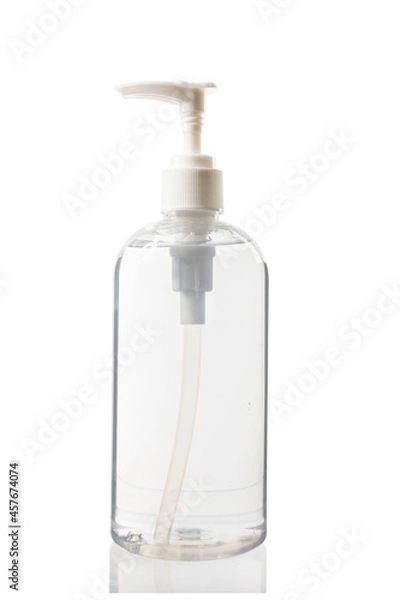 Fototapeta Bottle of alcohol hand gel isolated on white background with clipping path.