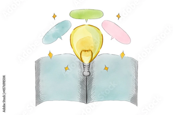 Obraz 勉学とアイディアがひらめく水彩ビジネス　手書き素