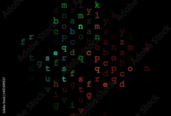 Fototapeta Dark black vector template with isolated letters.