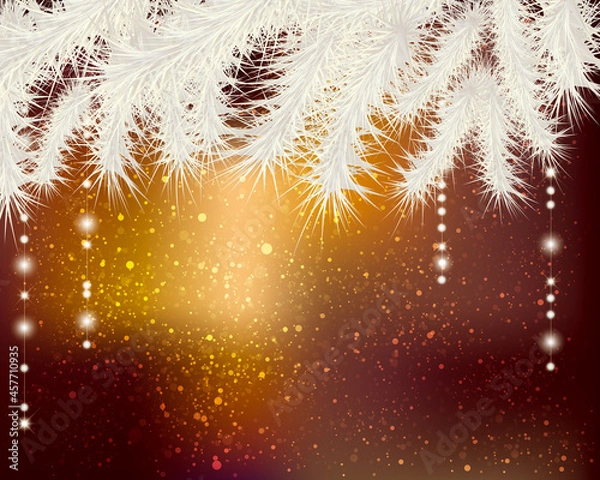 Obraz モミとオーナメントのクリスマス背景