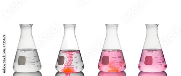 Fototapeta Set of Erlenmeyer flasks isolated on white background.