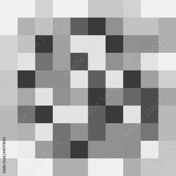 Fototapeta Censored sign from pixel blur. Square grey background in mosaic design. Abstract vector illustration, blurry effect for protection face on a photo and video. Digital censorship for content