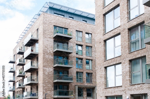Obraz London, United Kingdom, 18, September, 2021: New modern apartment block of flats in Upton Park in Newham, East London, England, UK 

