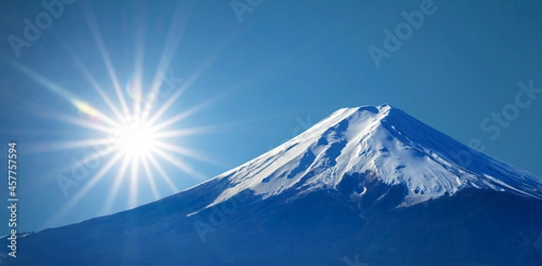 Obraz 富士山と初日の出のイメージ素材｜朝日_ご来光_夜明け