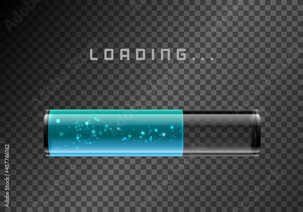 Obraz Transparent Blue Loading Bars with shine. Isolated