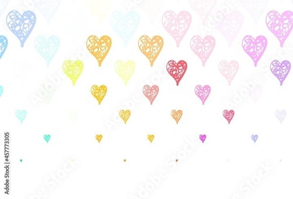 Fototapeta Light Green, Red vector pattern with colorful hearts.