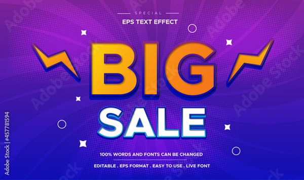 Fototapeta Big sale editable text style effect themed sales promotion