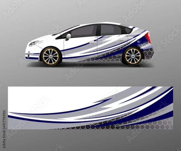 Fototapeta Car wrap decal design vector. Graphic abstract racing designs for vehicle, rally, race, adventure template design vector