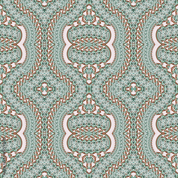Fototapeta Abstract colorful seamless jacquard mosaic pattern. Design for fabric, wallpaper, paper, cover, weaving, packaging, tile, ceramics. Background for fashion textiles.