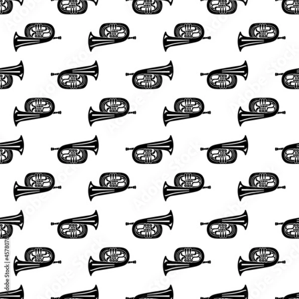 Fototapeta Jazz trumpet pattern seamless background texture repeat wallpaper geometric vector