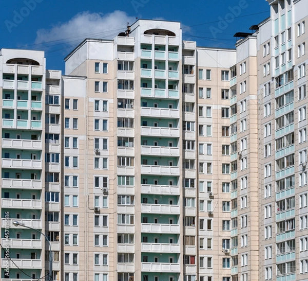 Fototapeta Multi-storey panel residential building in Moscow, Russia