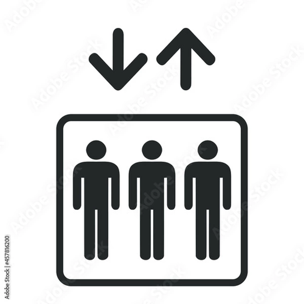 Fototapeta Passenger elevator vector icon isolated on white background.