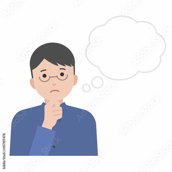 Obraz 考える吹き出しの男性イラスト