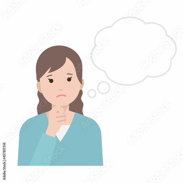 Obraz 考える吹き出しの女性イラスト