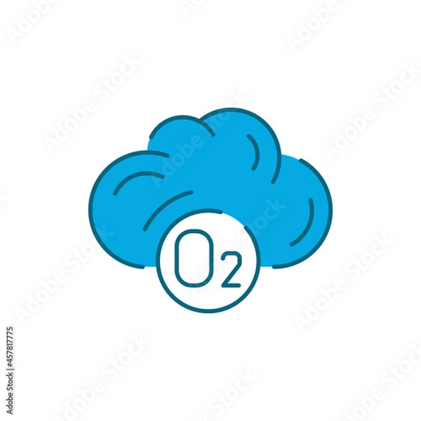 Fototapeta Cloud with air color line icon. Editable stroke.
