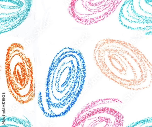 Fototapeta Textured circles colorful isolated on white background seamless pattern for all prints.