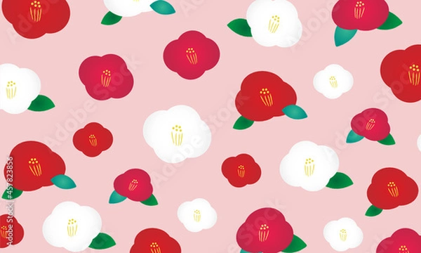 Fototapeta 椿のモダンイラスト・背景・壁紙素材