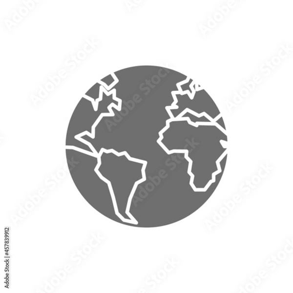 Fototapeta Earth, globe, planet grey icon. Isolated on white background