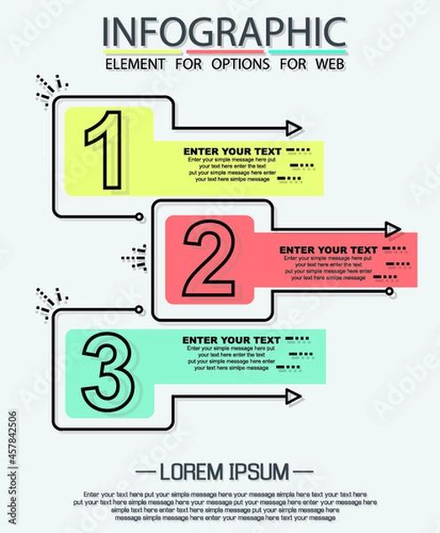 Fototapeta Infographic of three simple style options in multicolor tenth edition